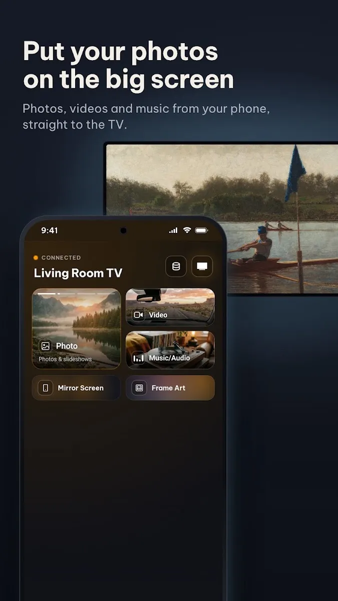 Casting photos, videos and music to the TV